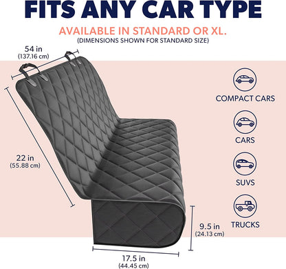 Black Car Rear Seat Cover for Dogs, Durable Waterproof & Scratch Resistant Vehicle Backseat Protector, Nonslip Dog Accessory & Pet Protection for Back Seats, Machine Washable