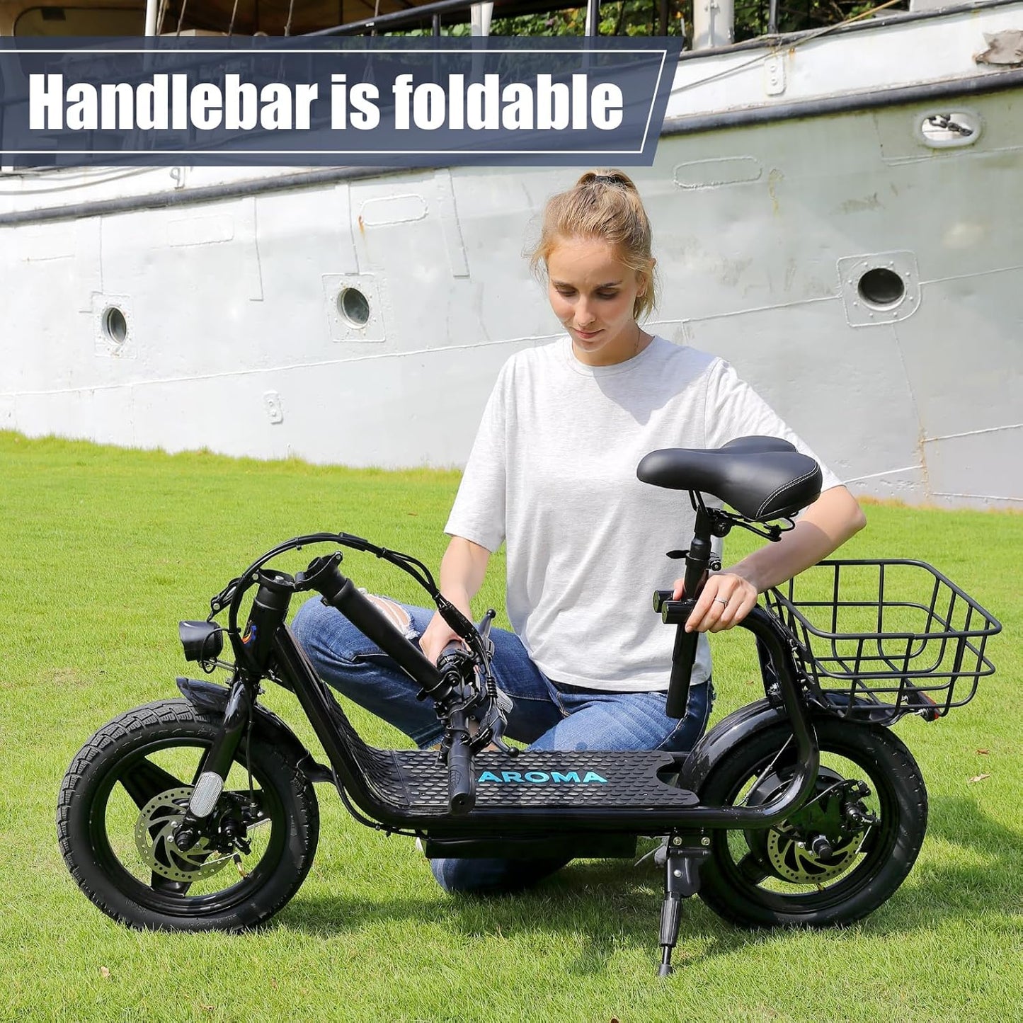 Electric Scooter with Seat, 14" Tire Foldable E-Scooter for Adults, 500/800/1200W Motor, Max 30Miles Ranges&20Mph, Dual Braking Dual Suspension, Stable Triangular Frame, 300Lbs Max Load