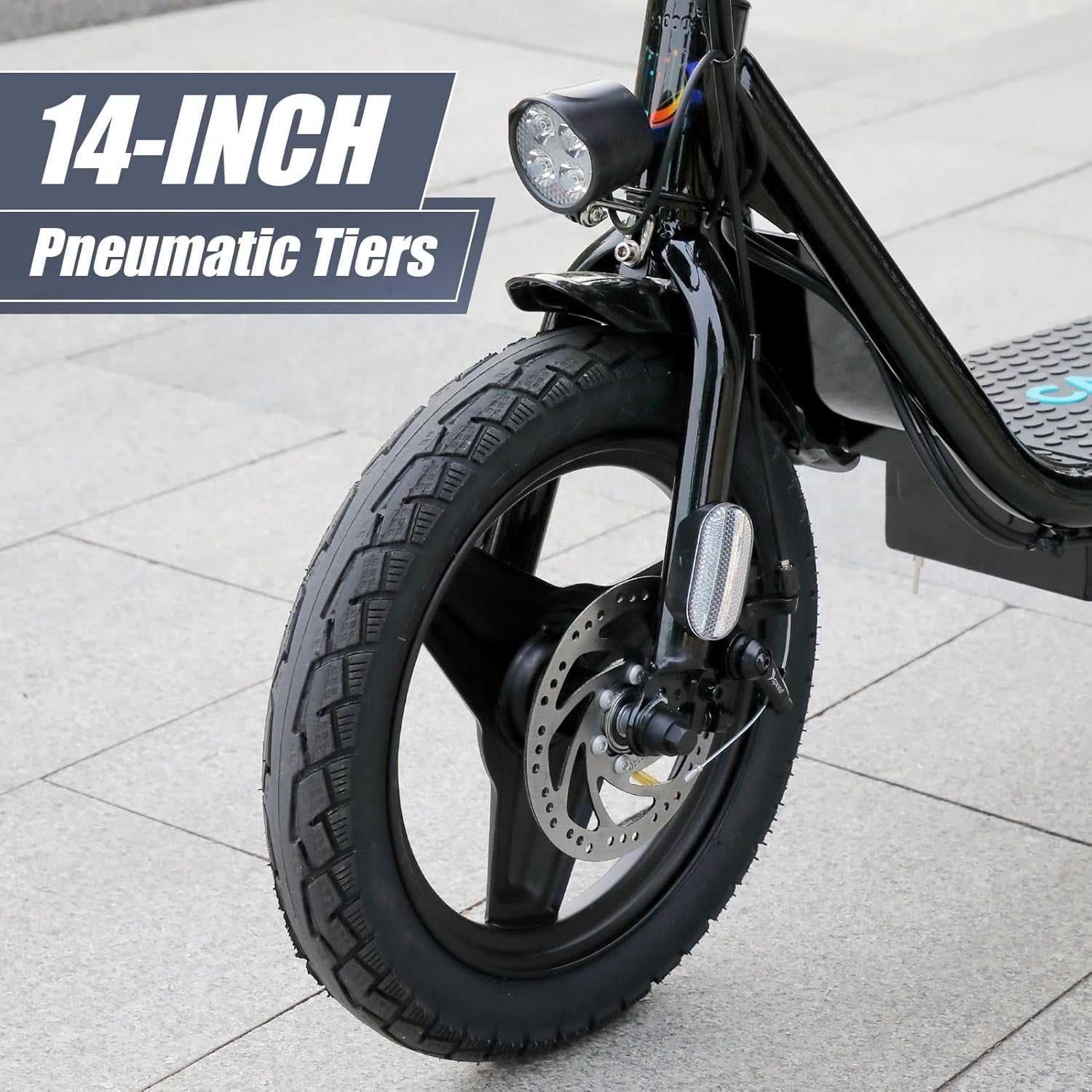 Electric Scooter with Seat, 14" Tire Foldable E-Scooter for Adults, 500/800/1200W Motor, Max 30Miles Ranges&20Mph, Dual Braking Dual Suspension, Stable Triangular Frame, 300Lbs Max Load