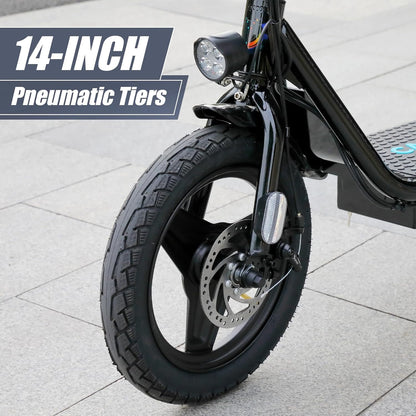 Electric Scooter with Seat, 14" Tire Foldable E-Scooter for Adults, 500/800/1200W Motor, Max 30Miles Ranges&20Mph, Dual Braking Dual Suspension, Stable Triangular Frame, 300Lbs Max Load