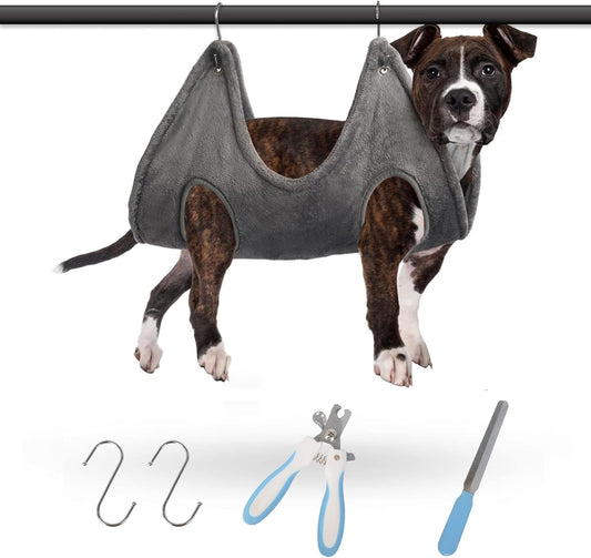 Pet Grooming Hammock Harness for Nail Trimming, with Nail Clippers, Nail File, Comb,Breathable Dog Grooming Hammock Restraint Bag, Dog Grooming Sling Helper for Large Dogs Nail Trimming/Clippi